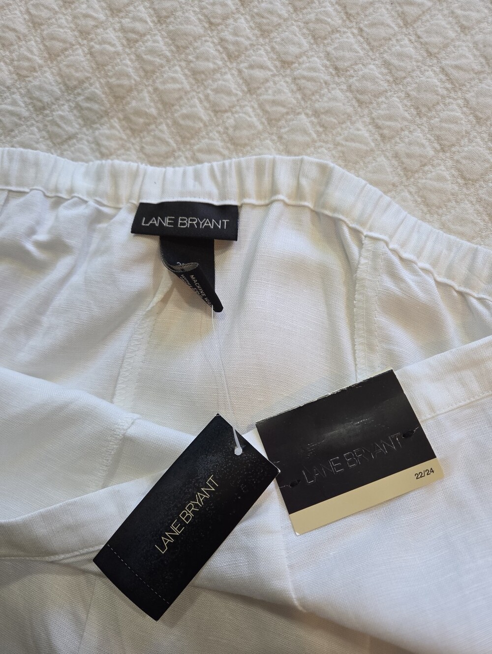 NWT Lane Bryant White Midi Skirt Linen Blend Size 22/24 Lace Hem Cottagecore - Picture 4 of 12